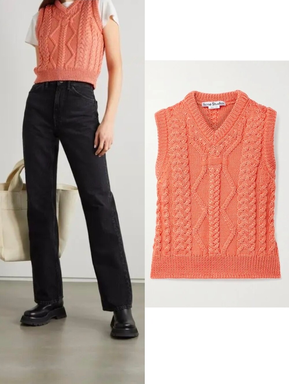 NWT ACNE STUDIOS Orange Cable Knit Tank Top